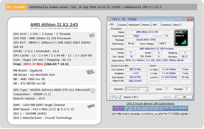  AMD X2 245 OC 3.85