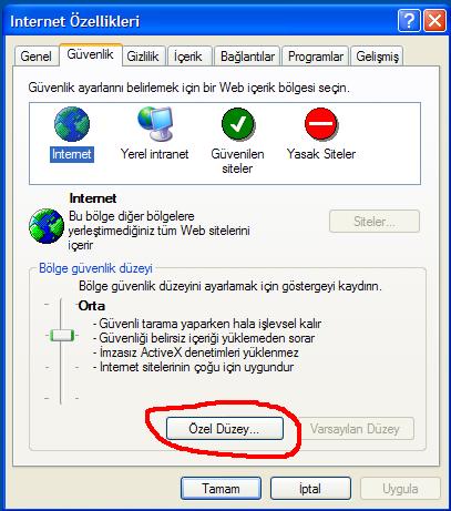  Internet Explorer Güvenlik Seviyesi Acil Yardım!!!
