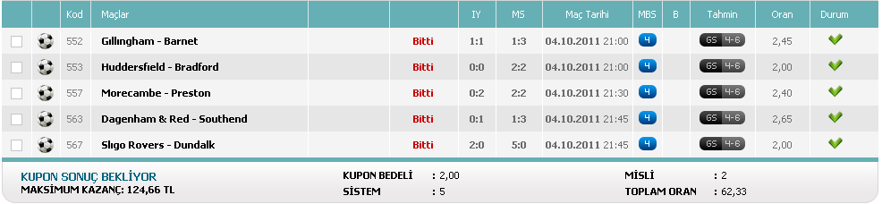  Ucundan kaçan kuponlar serisi