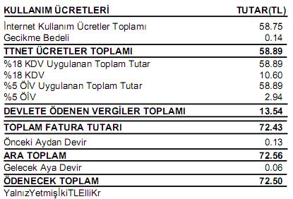  Fatura ne kadar gelir ?