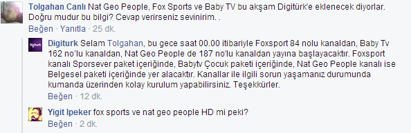  Nat Geo People,FOX Sports ve Baby TV Digiturk'te