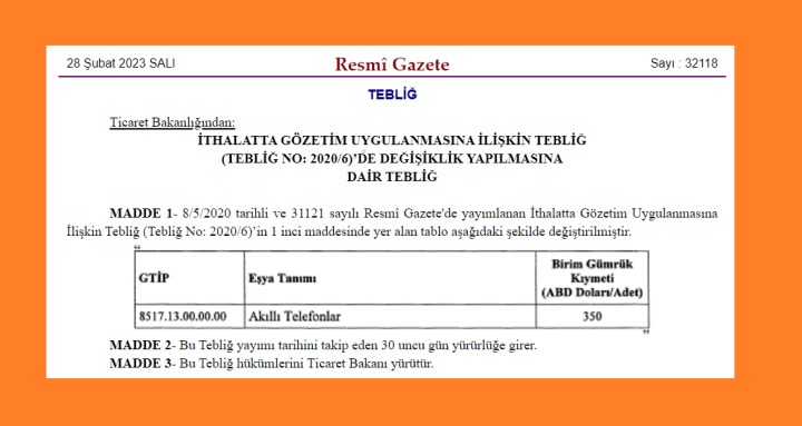 Akıllı telefon ithalatında değişiklik yapıldı