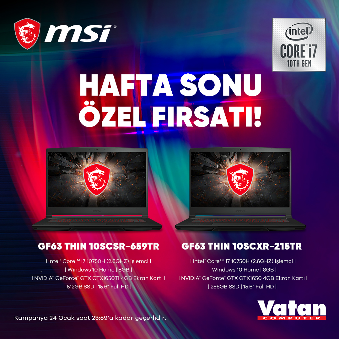 MSI Laptop'larda Hafta Sonu Vatan Bilgisayar İndirimi!