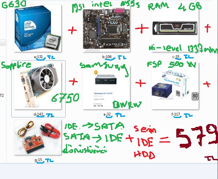  500-550 tl arası pc önerisi yardım