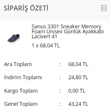 YANIYOR 68 TL(sepette 43 TL) Kargo Ücretsiz Sanus 3301 Sneaker Memory Foam Unısex Günlük Ayakkabı