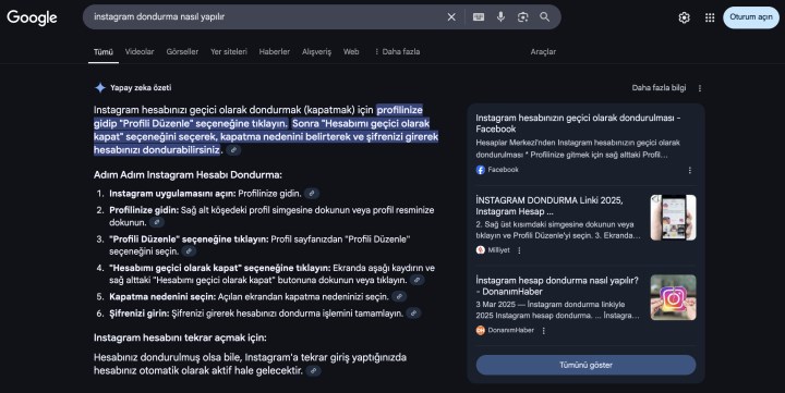 Google, yapay zeka özetlerini Türkiye'de test etmeye başladı