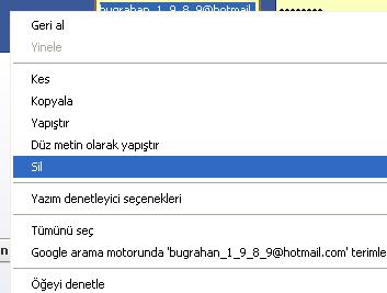  Facebook E-posta Yazısını Silme (Mouse)
