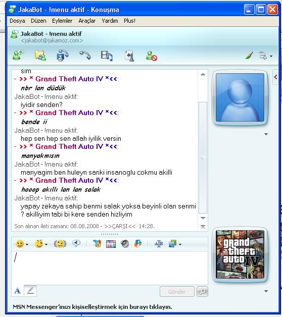  >>> MSN ROBOTU KÜFÜRBAZ ÇIKTI AMA KANKA OLDUK :D SS'Lİ