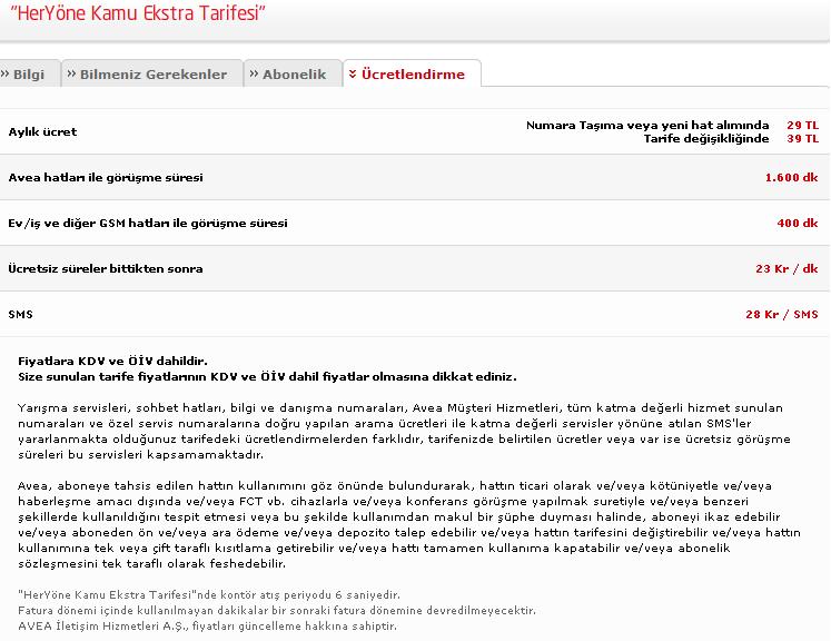  Avea HerYöne Kamu Ekstra yada HerYöne Kamu Kullanan Varmı ?
