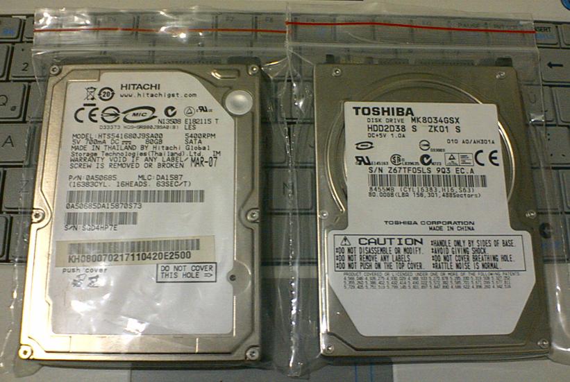  TERTEMİZ SATILIK TOSHIBA VE HITACHI 80GB SATA HDD 2.5'