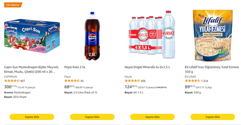 Amazon TEMEL TÜKETİM & GIDA & TEMİZLİK ve KOZMETİK ÜRÜNLERİ FIRSATLARI