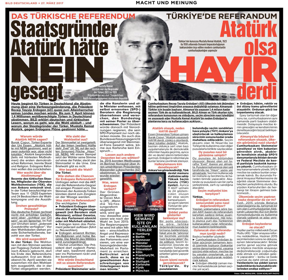 Bild: Atatürk yaşasaydı hayır derdi.