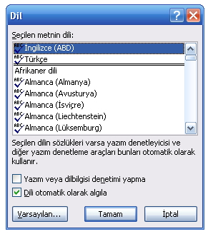  Word 2003 İng Kurdum Ama Yazım Hatasını Göstermiyor ?