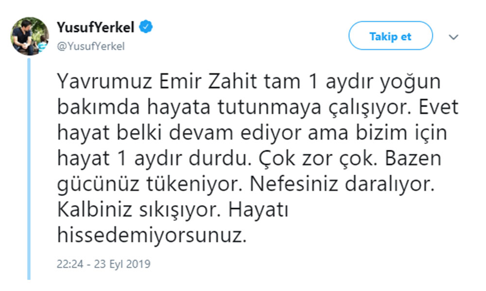 Soma’da işçi yakınını tekmeleyen Yusuf Yerkel, çocuğunun yoğun bakımda olduğunu duyurdu