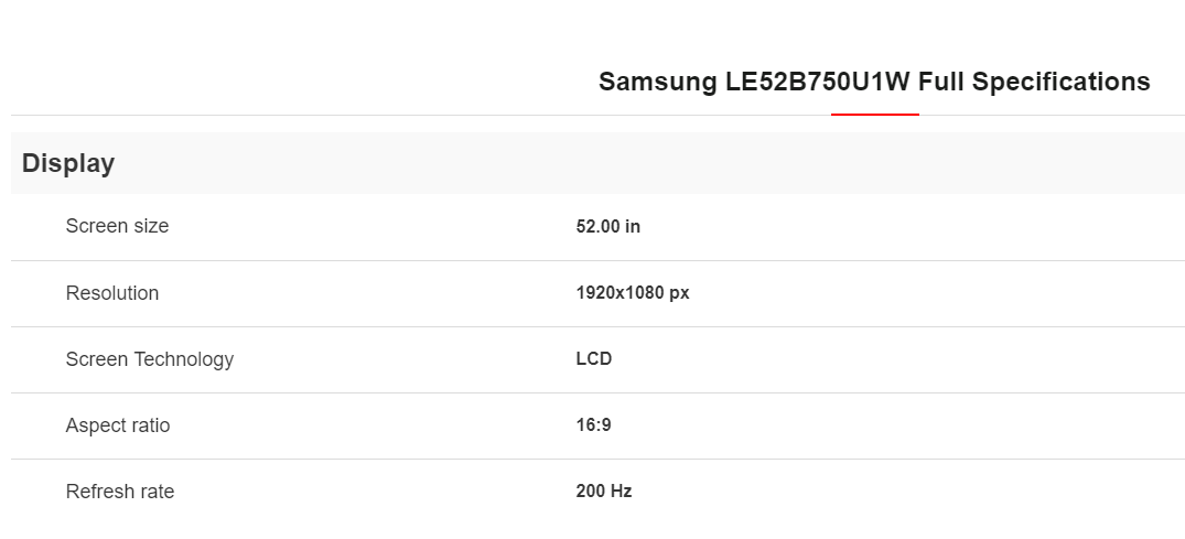 samsung LE52B750U1W 52 inc full hd tv 12 bit 2500tl