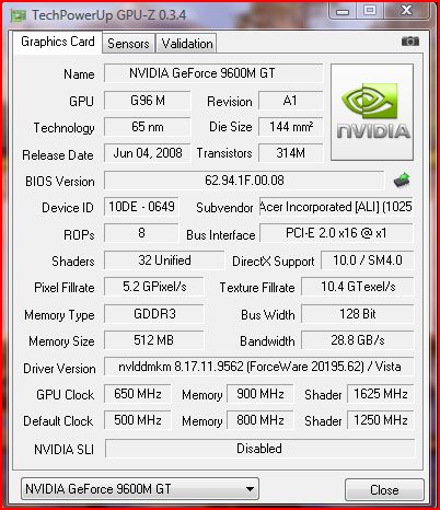  #9600M GT GDDR3 512MB Mini Test#