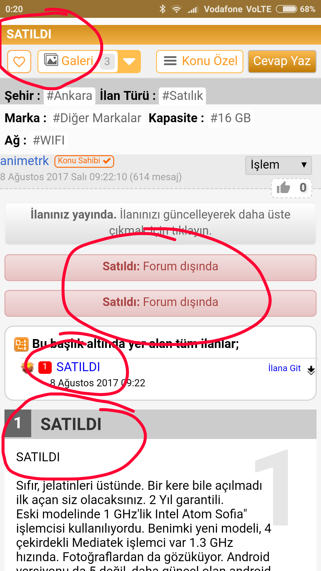 SATILDI