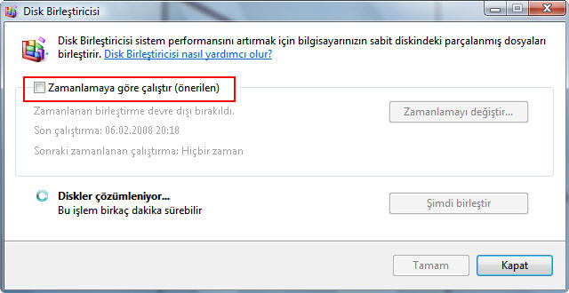  Vista ile PC Boşta İken Sürekli HDD İşlem Sesi Sorunsalı