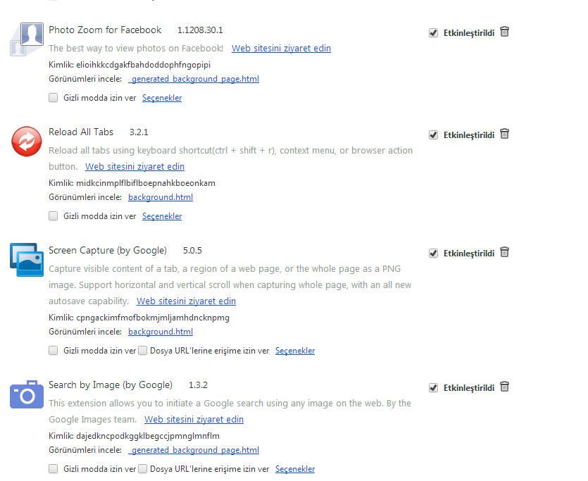  Kullandığınız Chrome Eklentileri