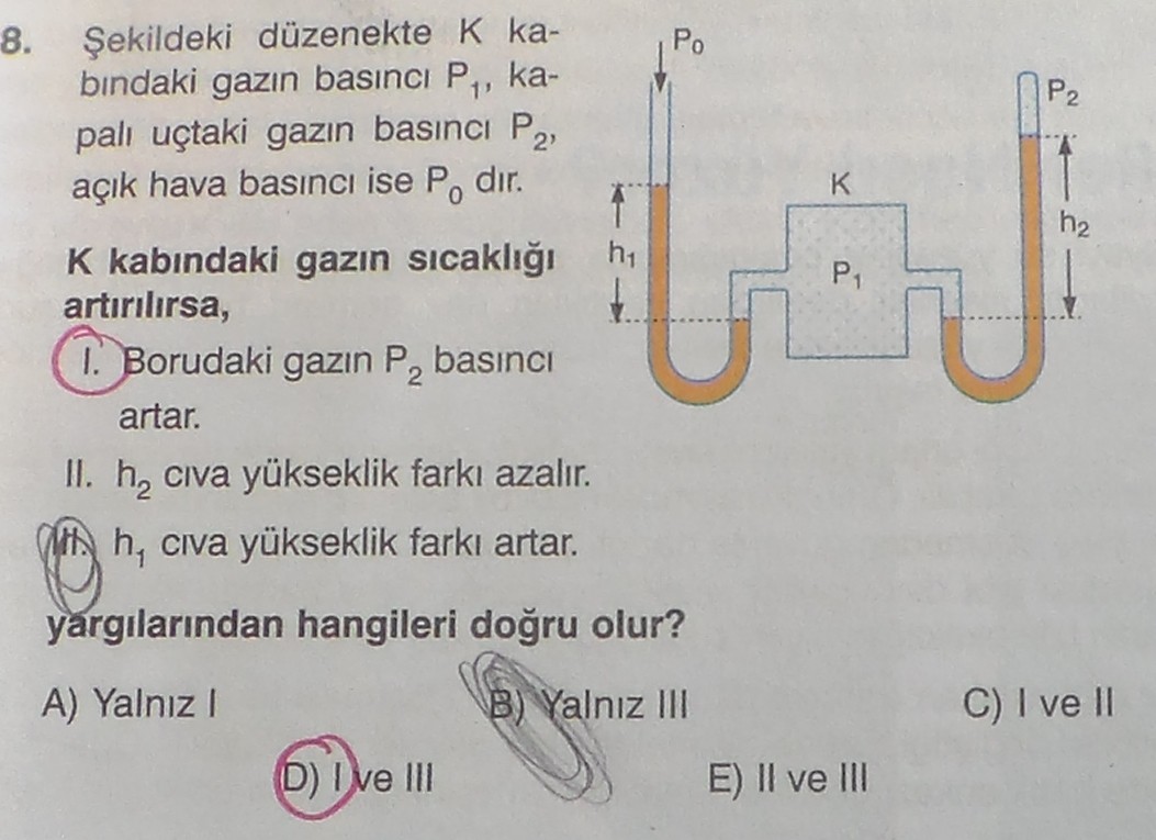  Fizik sorusu BASINÇ hakkında