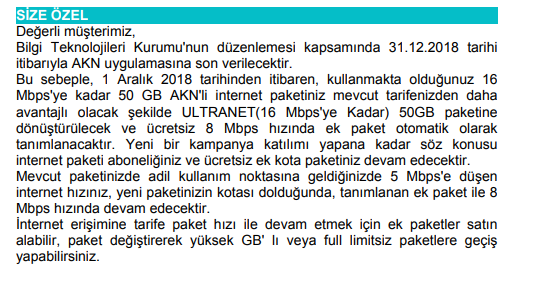 Türk Telekom'den 'Adil kullanım ve kota ' açıklaması