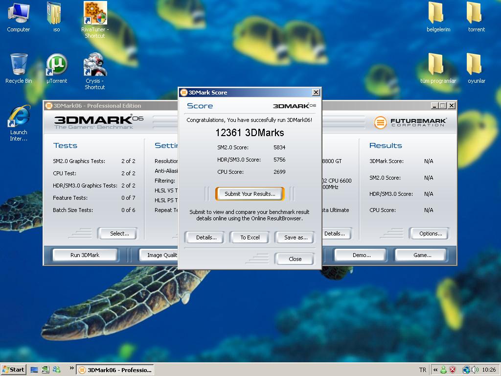  3DMARK06 TESTLERİ... Hayırlı Uğurlu Olsun