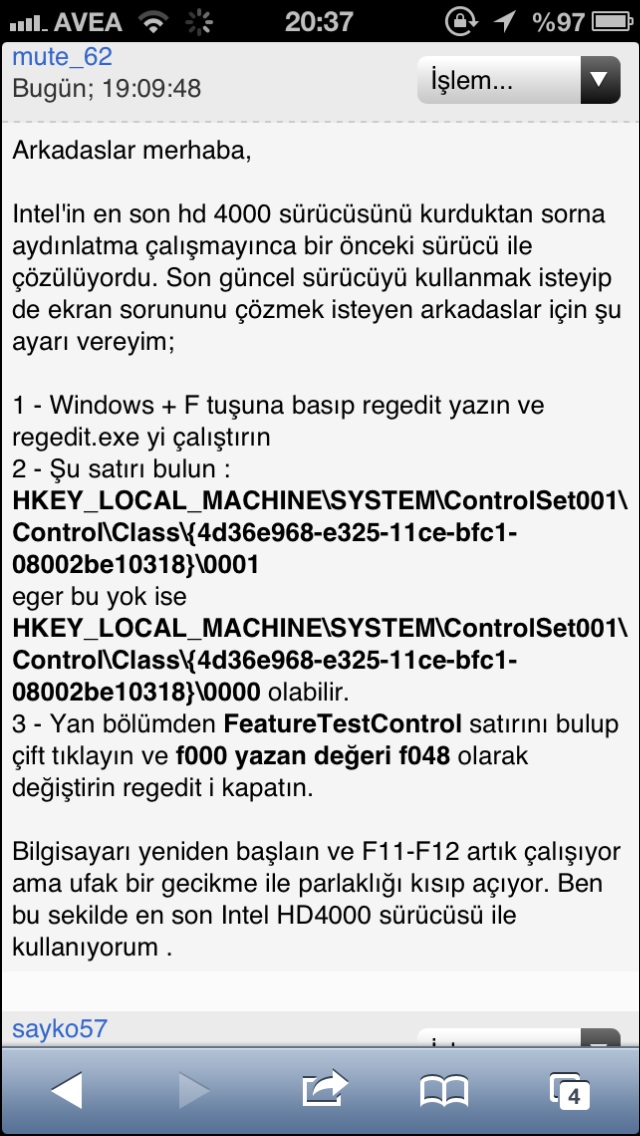  z500 de karanlık ekran sorunu