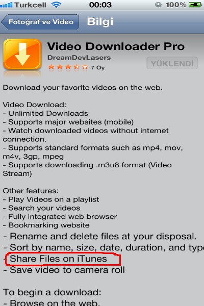  VideoDownloaderPro dosya paylaşım sorunu