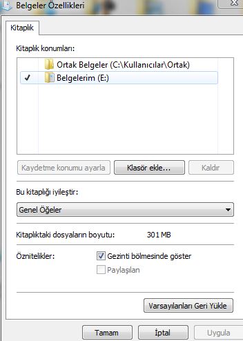  Win 7 Belgelerim ve Kütüphaneler Hakkında..Yardım?