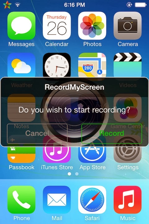  RecordMyScreen İos7 iPhone & iPad için Ücretsiz Ekran Kaydetme Tweaki