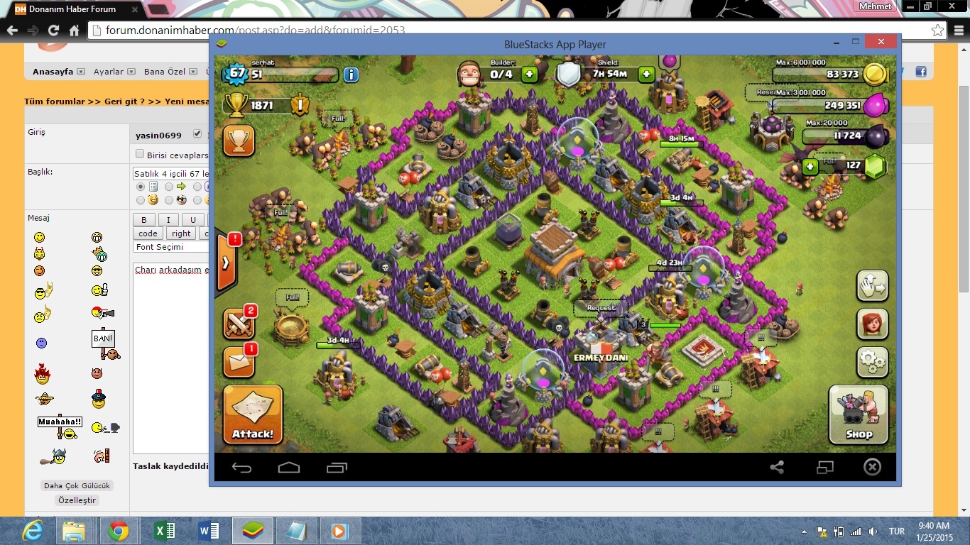  Satılık 4 işcili 67 level COC char