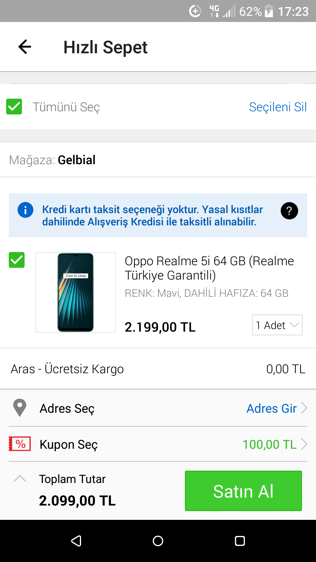 N11 oppo realme 5i 64 gb 2099 tl ( kisiye ozel)