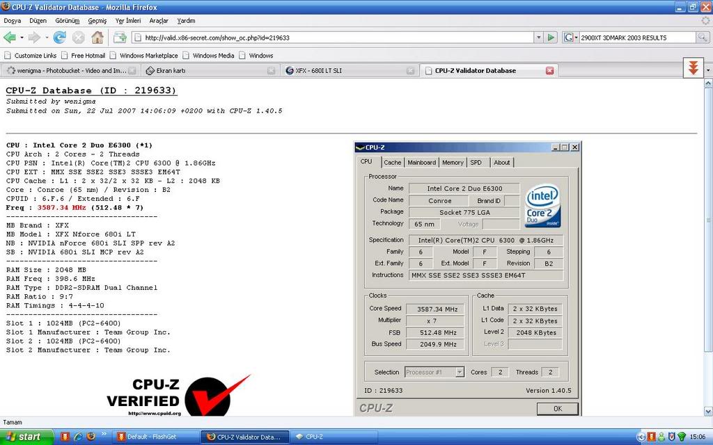  XFX Nforce 680i LT SLI tr de ilk fsb testi ve 512 fsb testler içeride