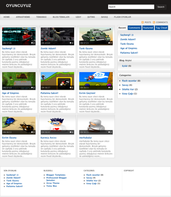  Blogger oyun teması ücretsiz blogger şablonlarıe dah