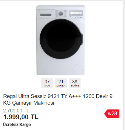 1999 TL Regal Ultra Sessiz 9121 TY A+++ 1200 Devir 9 KG