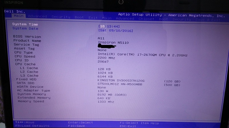 dell inspiron n5110 bios update a06 to a11