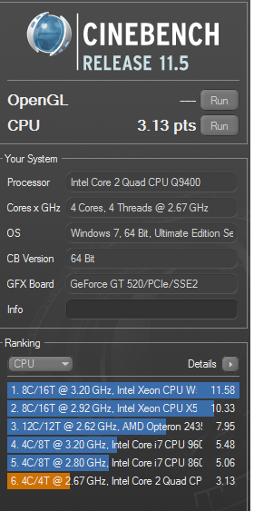  Cinebench R11.5 x64 ( İşlemcisine Güvenen Buraya ) :D