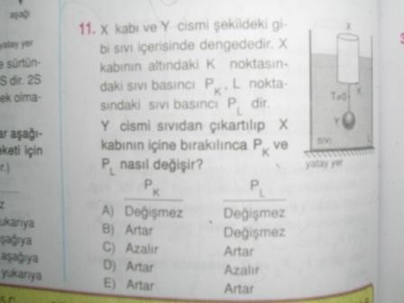  Fizik Sıvı Basıncı Sorularım