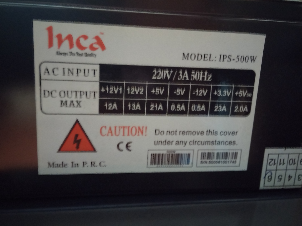  INCA IPS-500w Gerçek 500W Güç Kaynağı Satılıktır.