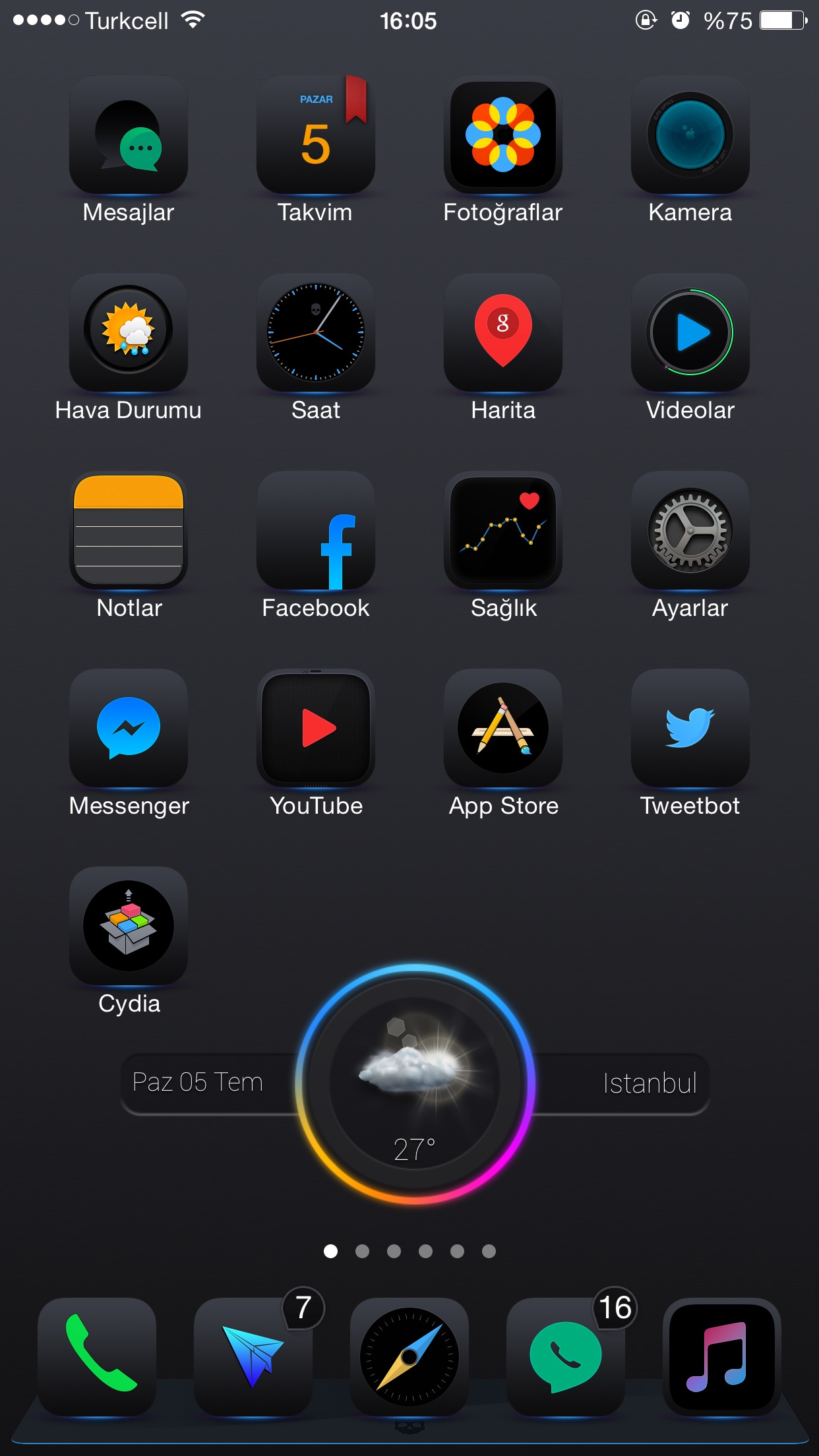  E8 Afterhours iOS 8 Teması - Dark Mode