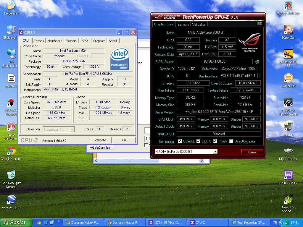  İntel Pentium 4 HT 524 Hedef 4GHZ