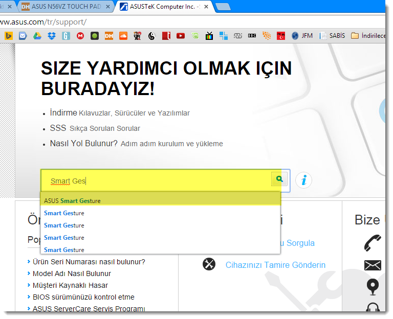  ASUS N56VZ TOUCH PAD ALGILAMA SORUNU