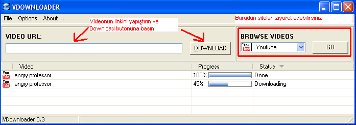  !!! VDownloader 1.1 (29.08.2009) - Video İndirme Programı !!!
