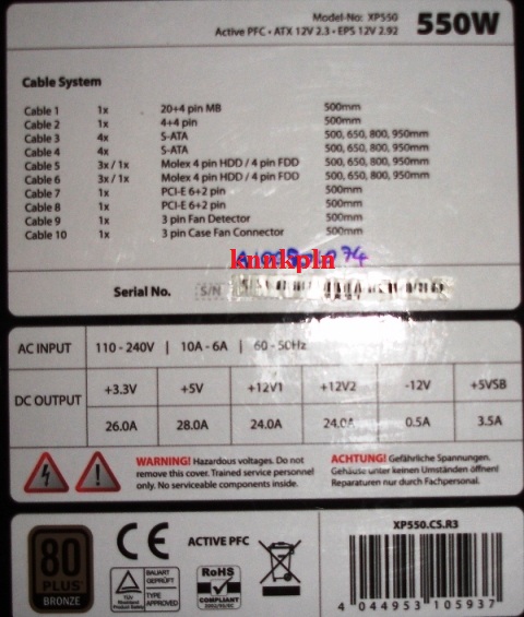  +80plus Bronze+550w+Moduler+2.5yıl garanti=SATILDI