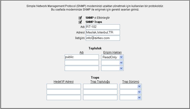  SNMP hakkında Airties kullananlara bir soru?