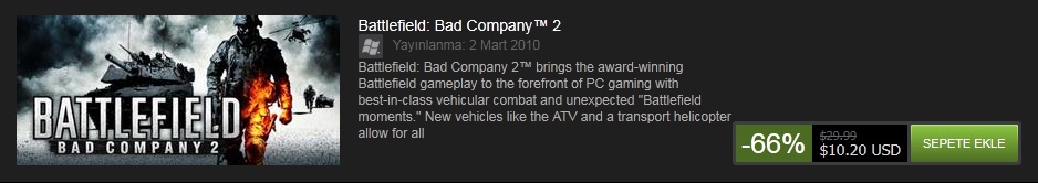  Battlefield Bad Company 2 Yine 10 Dolar