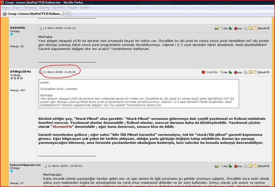 Y530 ölü pixel-stuck pixel- garanti??