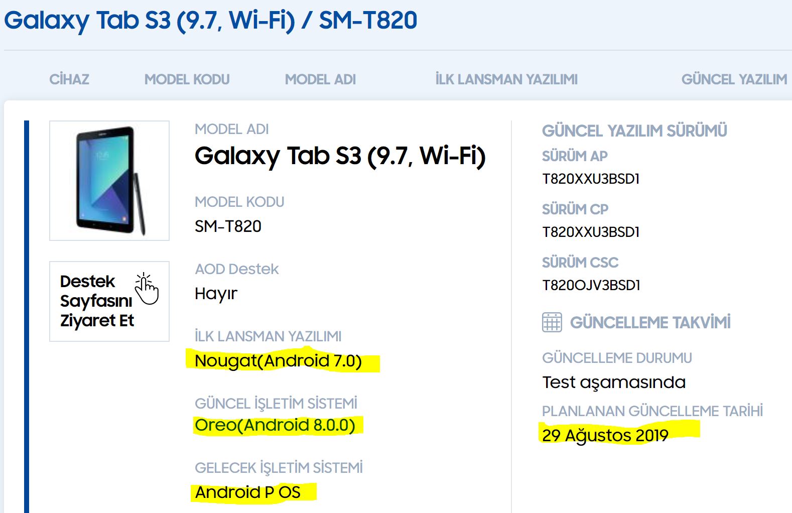 ★★★ Samsung Galaxy Tab S3 ( WIFI / LTE )  S-PEN li Ana Konu Android9 ve One UI hepsine cikti :) ★★★