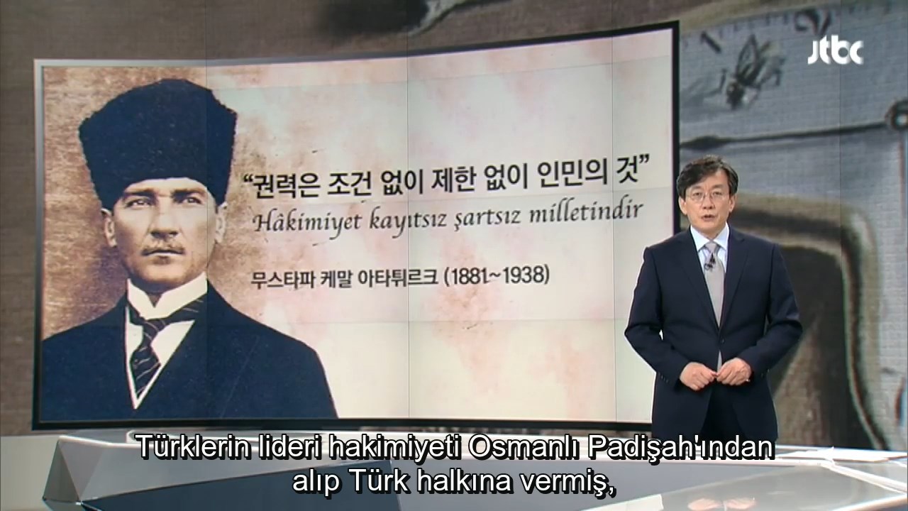 Güney Kore TV kanalının sabah haberlerinde Atatürk 10 Kasım Haberi