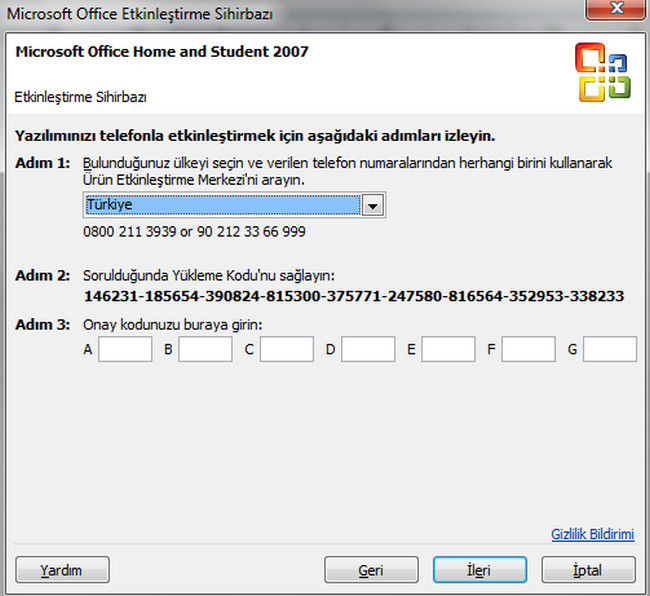  microsoft office home and student 2007 etkinleştirme sihirbazı yardım